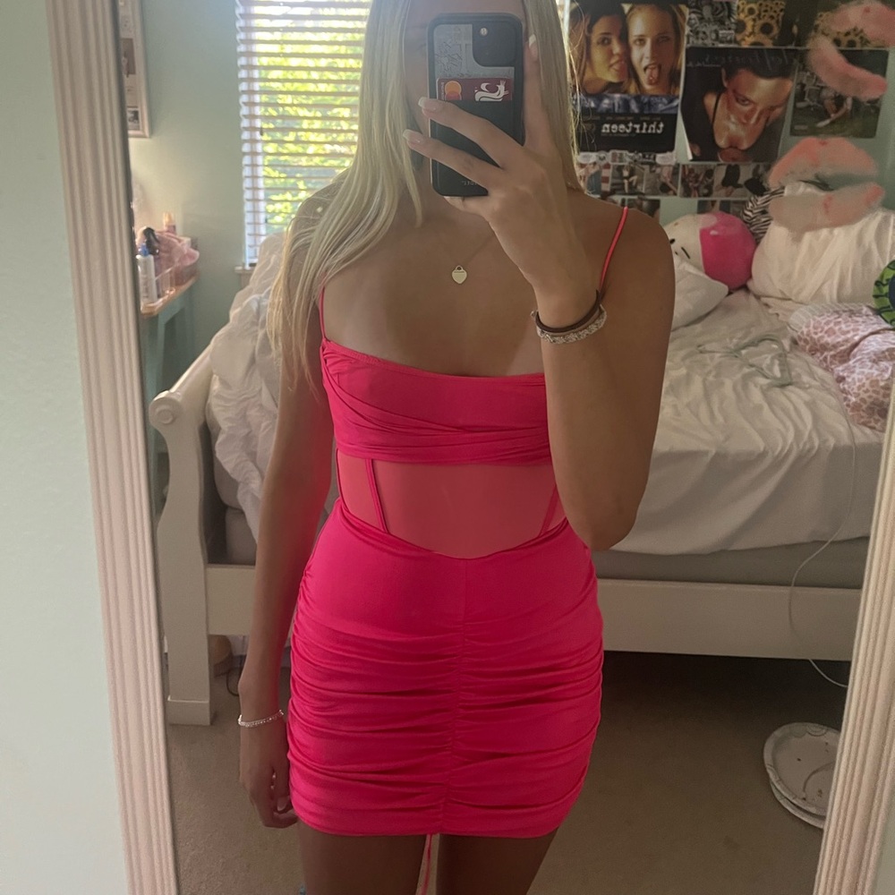 Lucy in the Sky Hot Pink Strapless Dress